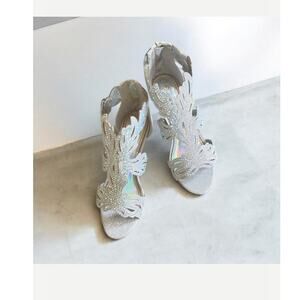Bella  Hanna Heel Sparkling Rhinestone Dress-Shoes lime03 Size 7